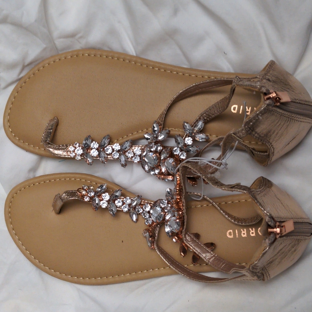 NWOT Torrid Rose Gold Bedazzled Sandals. Size 11W ( Wide Width ) Zipper Closure